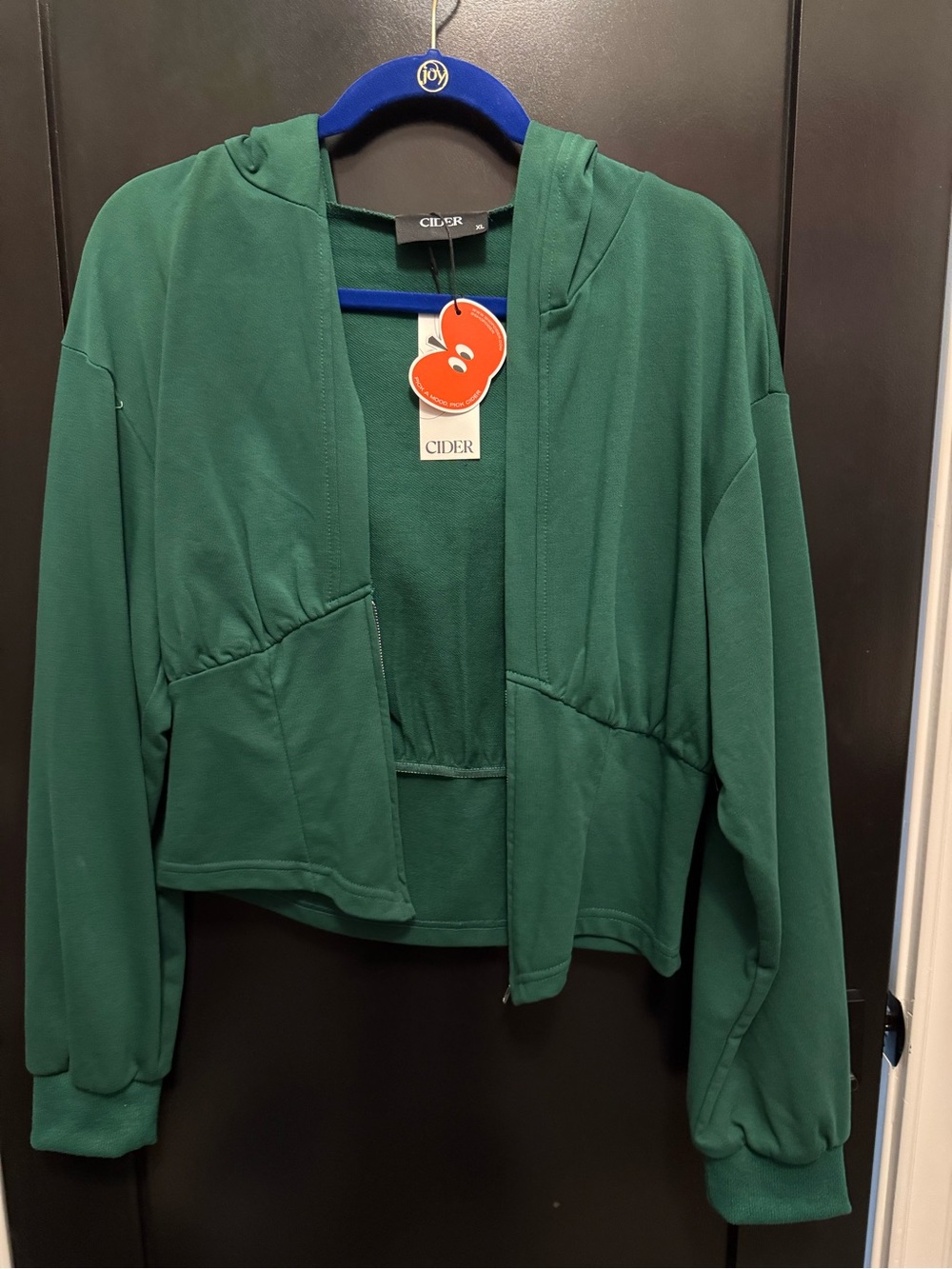 Cider Green Hooded Cropped Sweatshirt